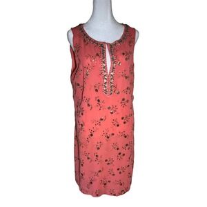 Pearl Georgina Chapman Marchesa Coral Sequin Embroidered Shift Dress P9128 Sz 12